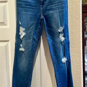 Distressed Blue Jeans